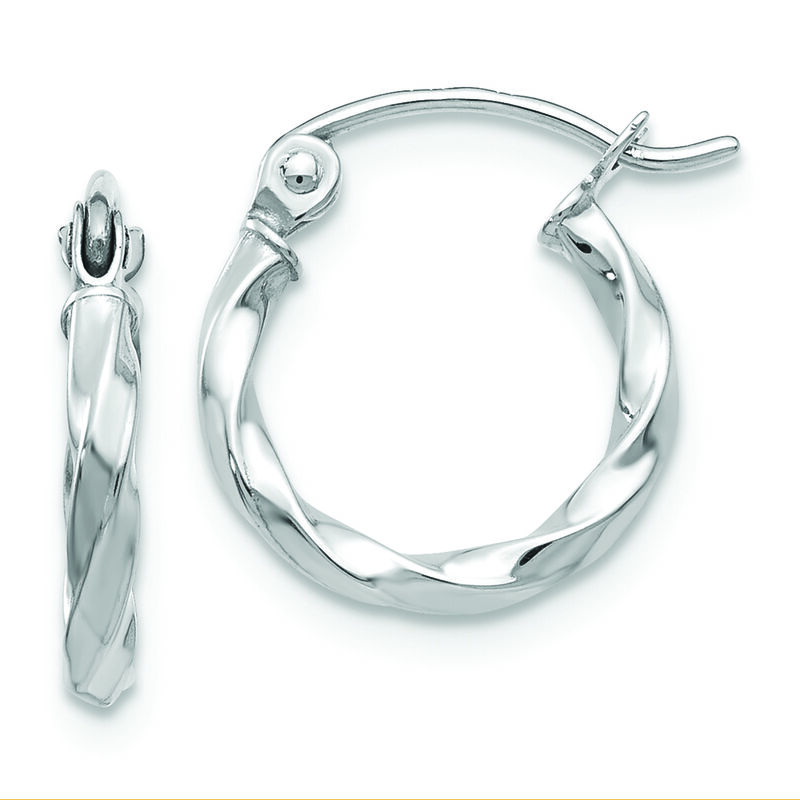 Twist Hoop Earrings in 14k White Gold image number null